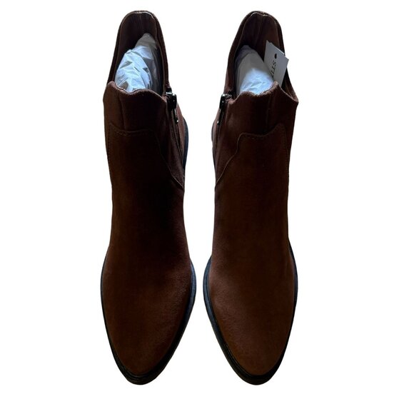 Seychelles Pretty Little Bird Heeled Suede Bootie Women's Size 6 in Cognac NWOB! - Picture 4 of 9